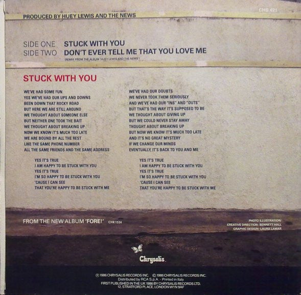 Huey Lewis & The News : Stuck With You (7", Single)