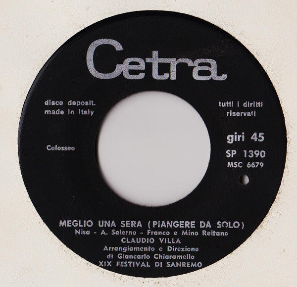 Claudio Villa : Meglio Una Sera Piangere Da Solo (7")