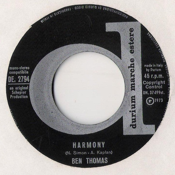 Ben Thomas (2) : Harmony  (7")