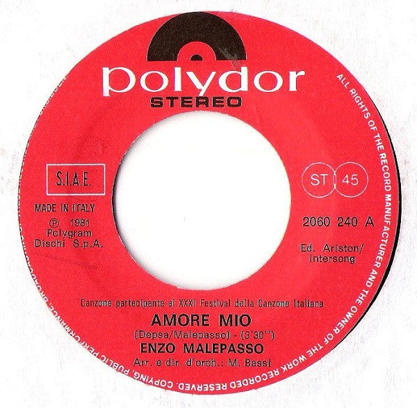 Enzo Malepasso : Amore Mio (7")
