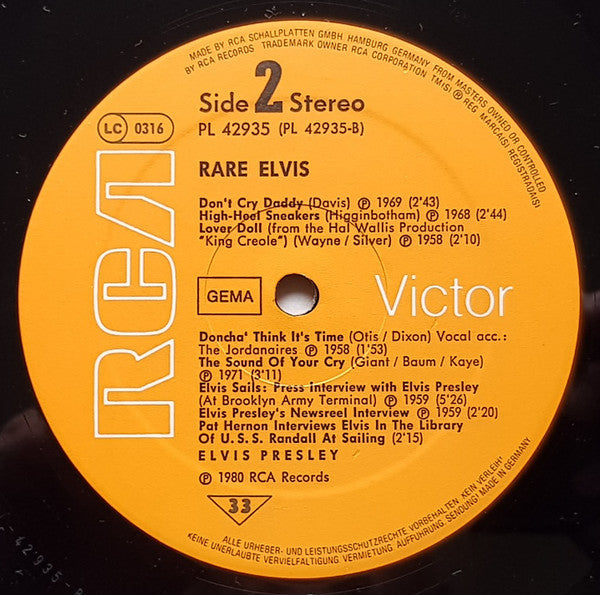 Elvis Presley : Rare Elvis (LP, Comp, Ora)