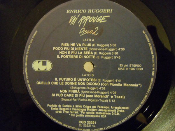 Enrico Ruggeri : Vai Rrouge (2xLP, Album, Gat)