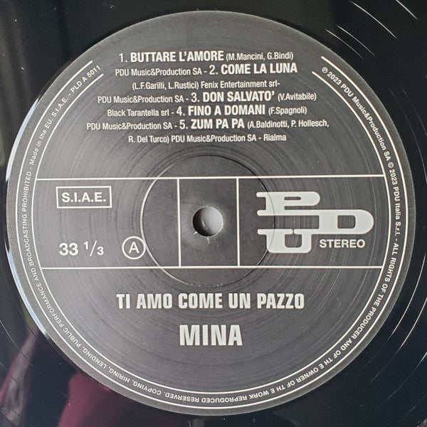 Mina (3) : Ti Amo Come Un Pazzo (LP, Album, Gat)