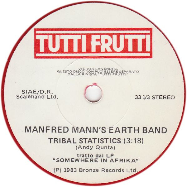 Manfred Mann's Earth Band / Gino D'Eliso : Tribal Statistics / Belfast (5", Single, Promo, Red)