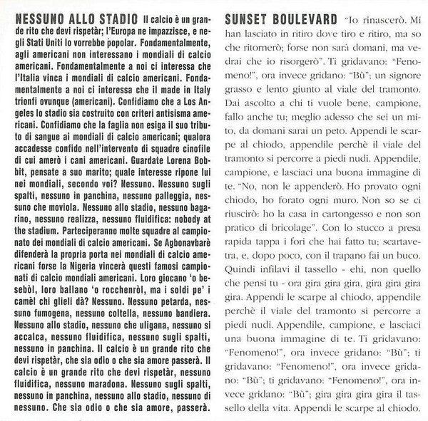 Elio E Le Storie Tese : Nessuno Allo Stadio (CD, Single, RE)