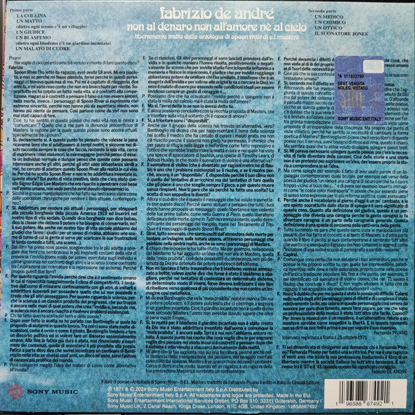 Fabrizio De André : Non Al Denaro Non All'amore Né Al Cielo (CD, Album, RE)