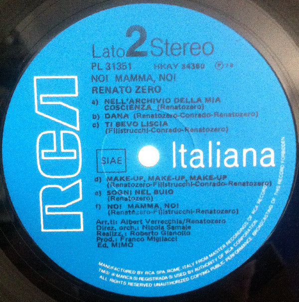 Renato Zero : No! Mamma, No! (LP, Album, RE, Gat)