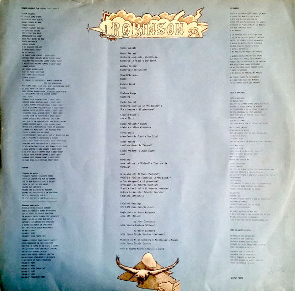 Roberto Vecchioni : Robinson, Come Salvarsi La Vita (LP, Album, Gat)