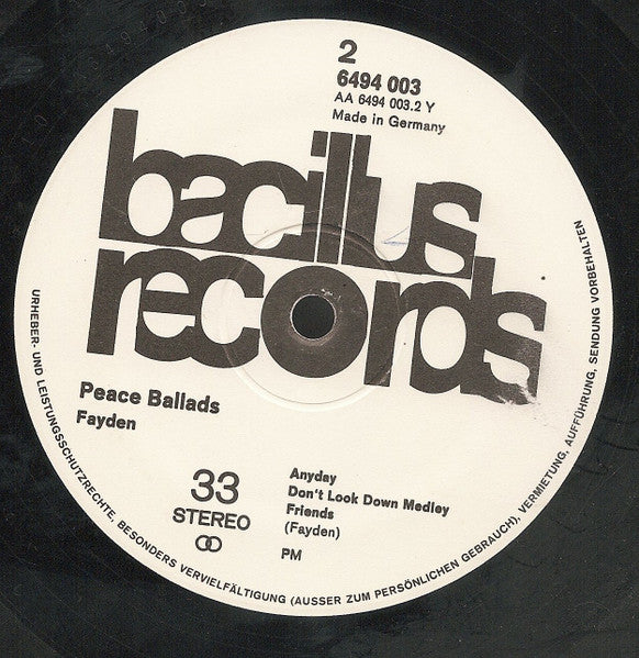 Fayden : Peace Ballads (LP, Album)