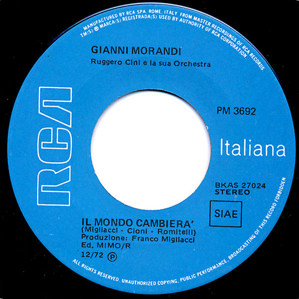 Gianni Morandi : Il Mondo Cambierà / L'Ospite (7")