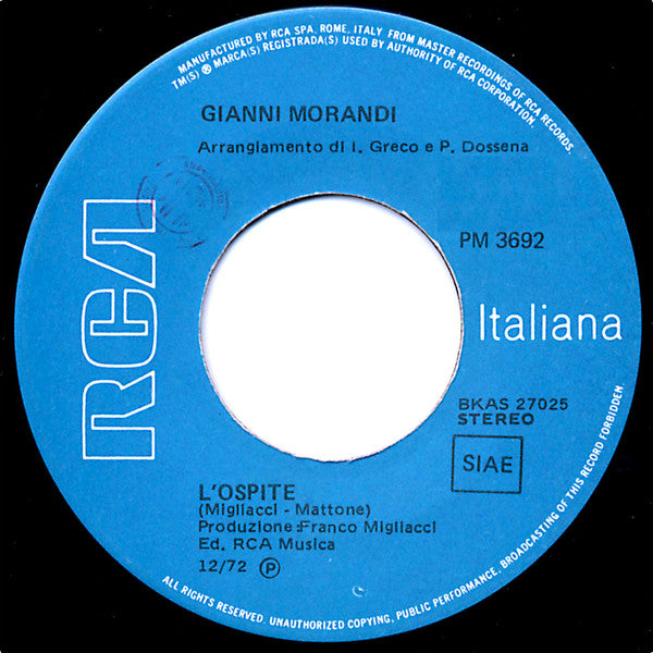 Gianni Morandi : Il Mondo Cambierà / L'Ospite (7")