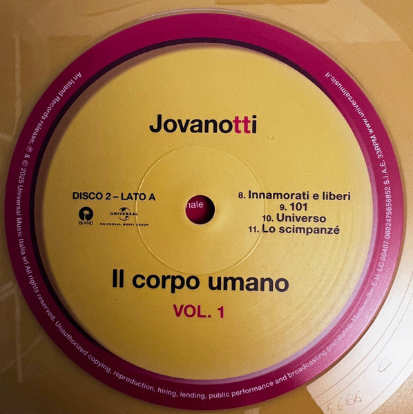 Jovanotti : Il Corpo Umano Vol. 1 (2xLP, Album, Yel)