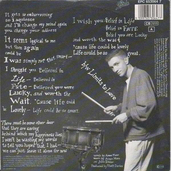 'Til Tuesday : (Believed You Were) Lucky (7", Single)