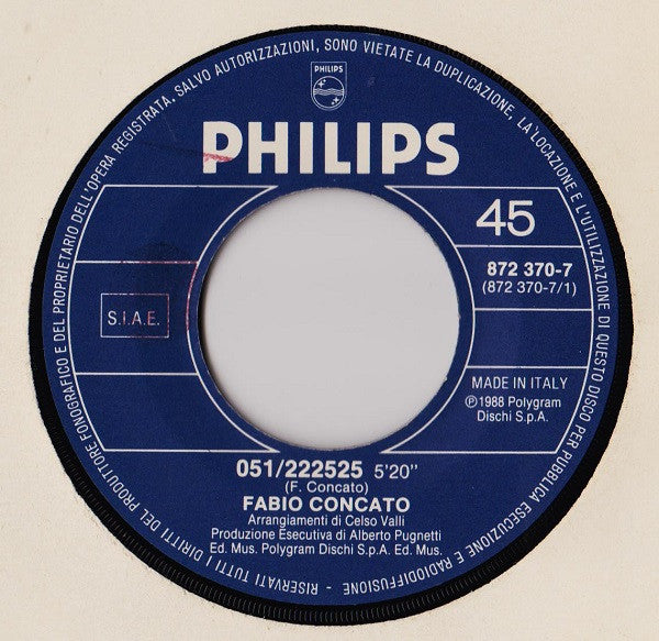Fabio Concato : 051/222525 (7")