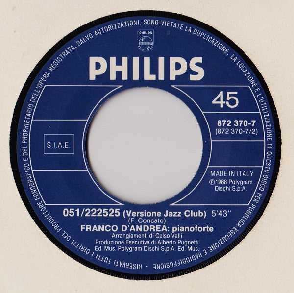 Fabio Concato : 051/222525 (7")