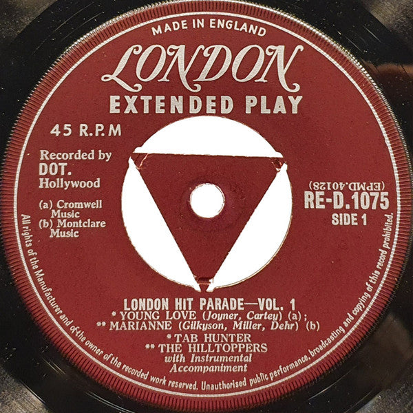 Tab Hunter / The Hilltoppers / Pat Boone / The Fontane Sisters : London Hit Parade No.1 (7", EP, Comp, Sil)