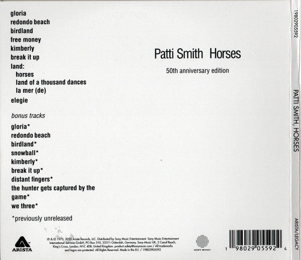 Patti Smith : Horses (2xCD, Album, RE, RM, 50t)