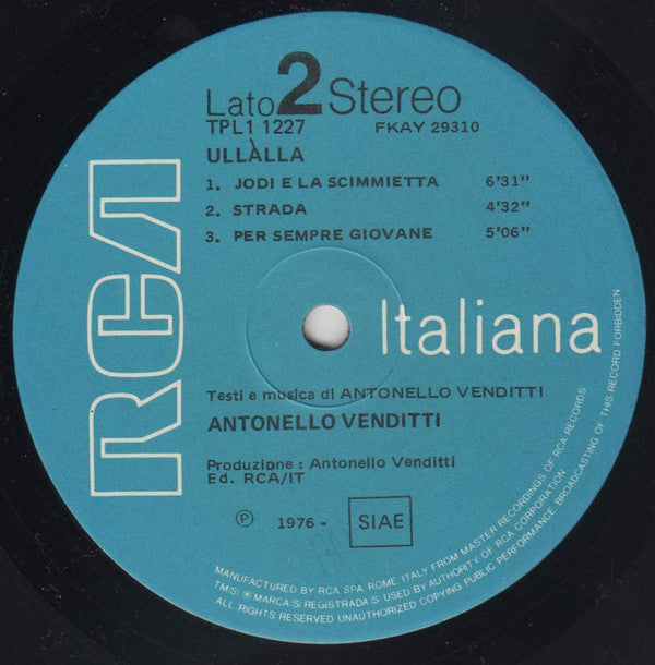 Antonello Venditti : Ullàlla (LP, Album)