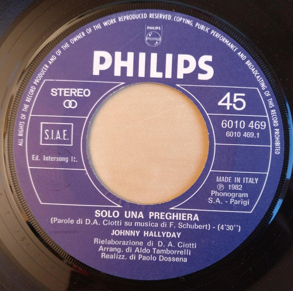 Johnny Hallyday : Solo Una Preghiera (7")
