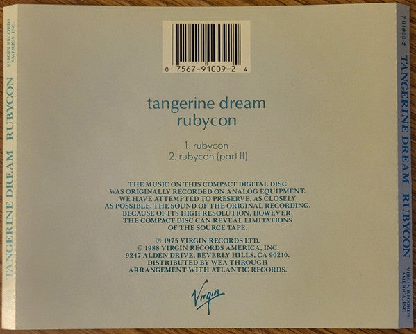 Tangerine Dream : Rubycon (CD, Album, RE)