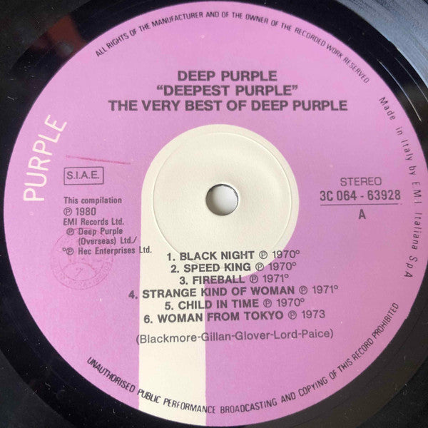 Deep Purple : Deepest Purple : The Very Best Of Deep Purple (LP, Comp)