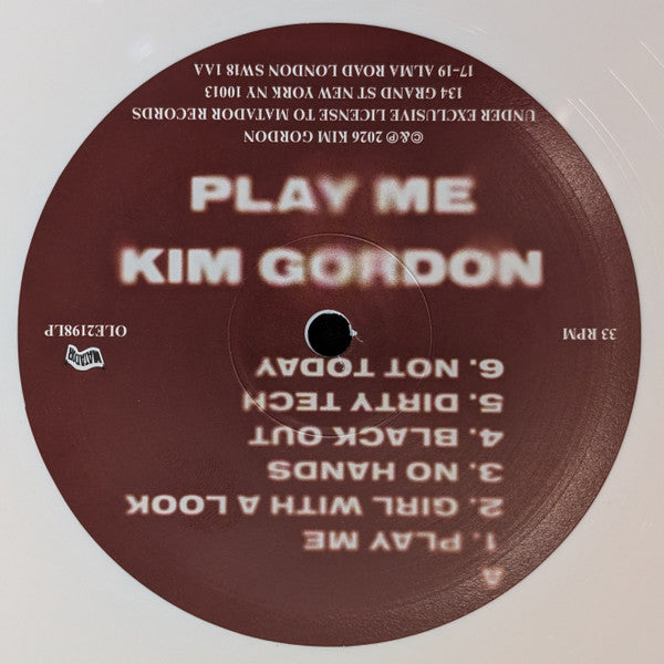 Kim Gordon : Play Me (LP, Album, Ltd, Whi)