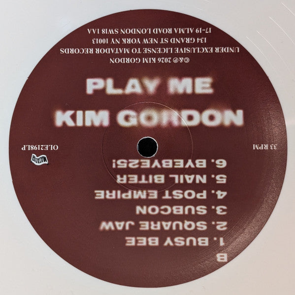 Kim Gordon : Play Me (LP, Album, Ltd, Whi)