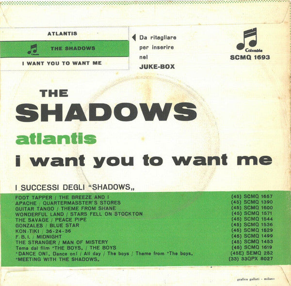 The Shadows : Atlantis (7", pur)