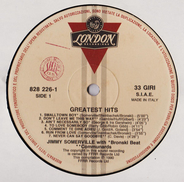 Jimmy Somerville, Bronski Beat And The Communards : 1984/1990 Greatest Hits (LP, Comp)