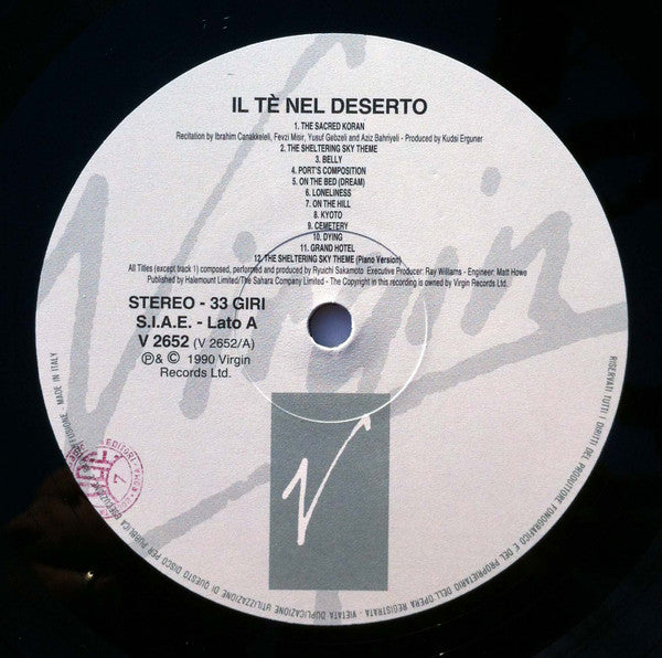 Ryuichi Sakamoto : Il Tè Nel Deserto (Music From The Original Motion Picture Soundtrack) (LP, Album)