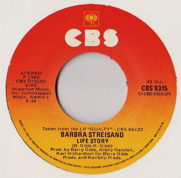 Barbra Streisand Duetto Con Barry Gibb : Guilty (7", Single)