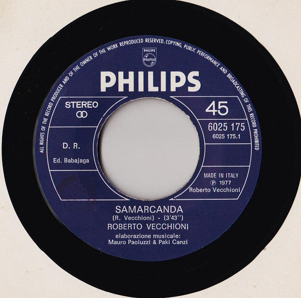 Roberto Vecchioni : Samarcanda (7")