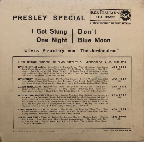 Elvis Presley : Presley Special (7", EP, Mono)