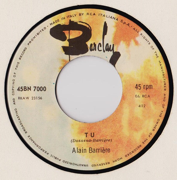 Alain Barrière : Tu  (7", Mono)