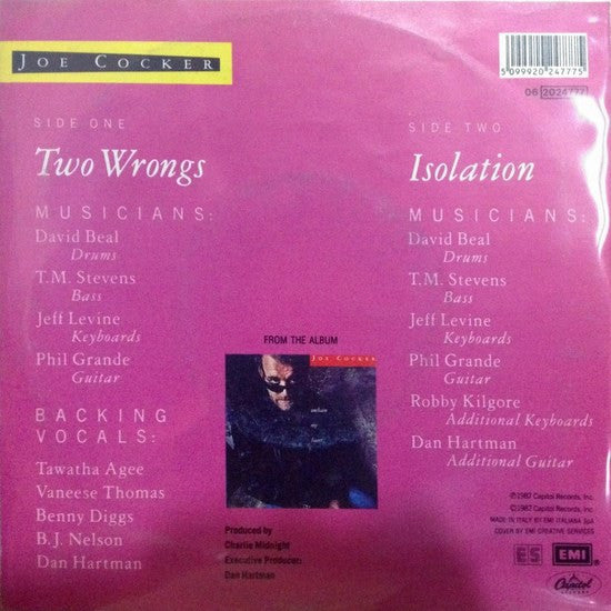 Joe Cocker : Two Wrongs (7", Single)