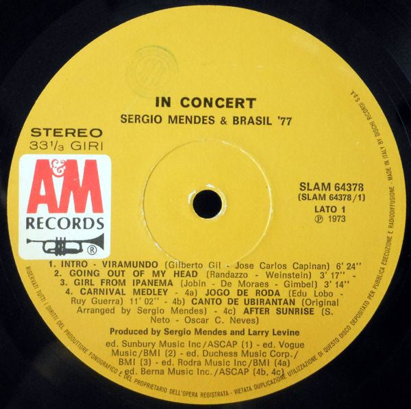 Sérgio Mendes & Brasil '77 : In Concert (LP, Album)