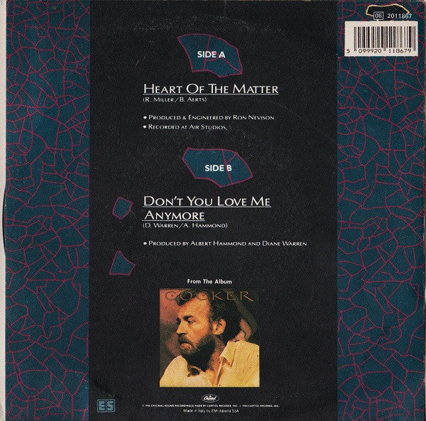 Joe Cocker : Heart Of The Matter / Don't You Love Me Anymore (7")