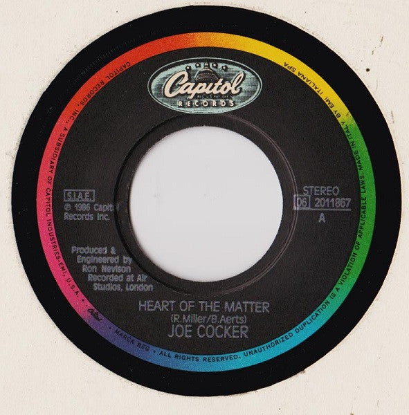 Joe Cocker : Heart Of The Matter / Don't You Love Me Anymore (7")
