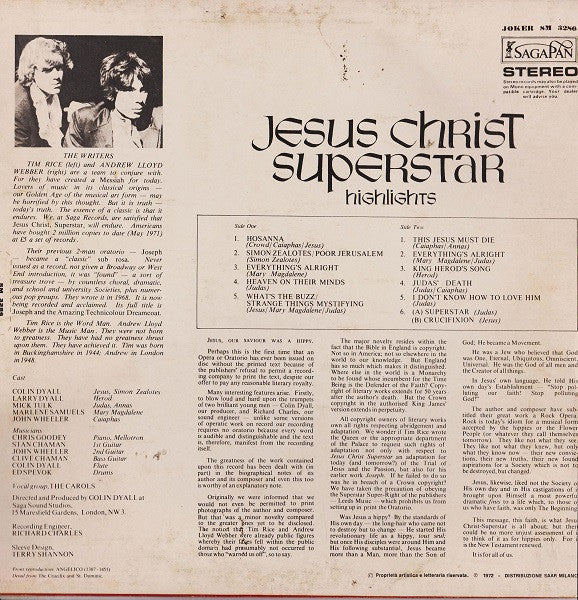Tim Rice & Andrew Lloyd Webber : Jesus Christ Superstar -  A Rock Opera (LP, Album)