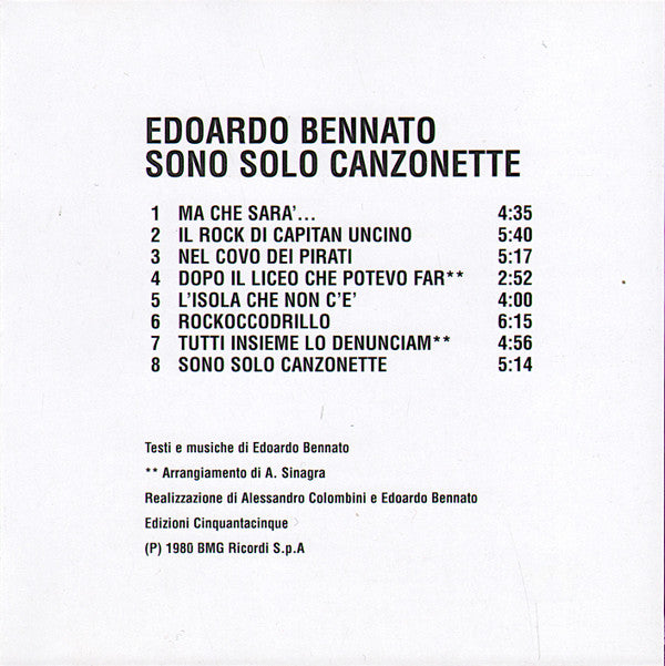 Edoardo Bennato : Sono Solo Canzonette (CD, Album, RE)