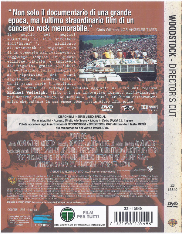 Various : Woodstock: The Director's Cut (DVD-V, PAL, Reg)