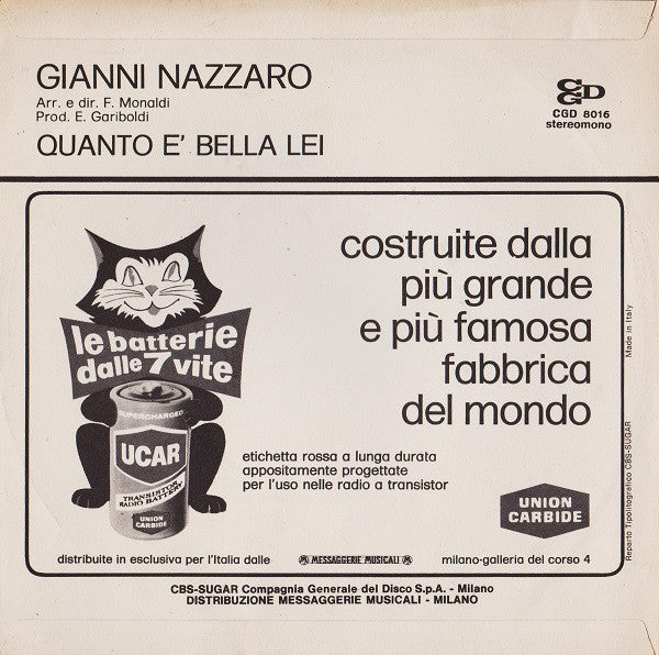 Gianni Nazzaro : Quanto È Bella Lei  (7", Single)