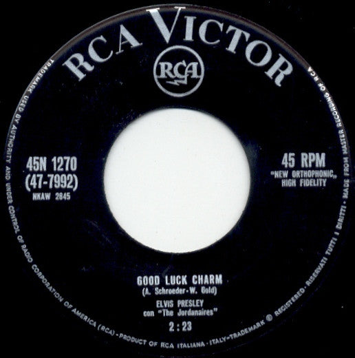 Elvis Presley : Portafortuna = Good Luck Charm (7", Mono)