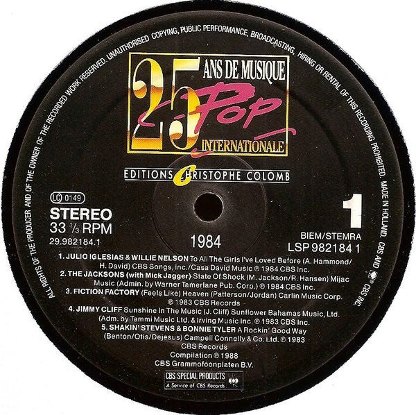 Various : 25 Ans De Musique Pop Internationale - 1984 (2xLP, Comp)