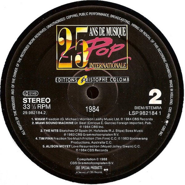 Various : 25 Ans De Musique Pop Internationale - 1984 (2xLP, Comp)