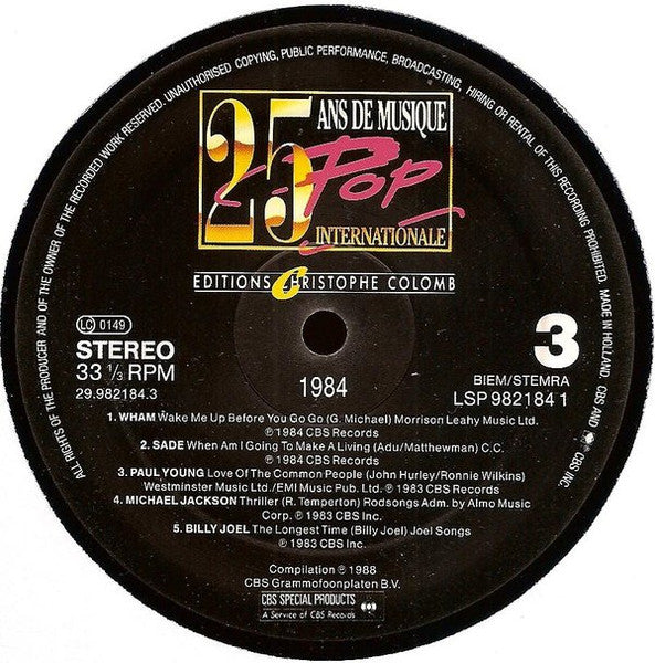 Various : 25 Ans De Musique Pop Internationale - 1984 (2xLP, Comp)