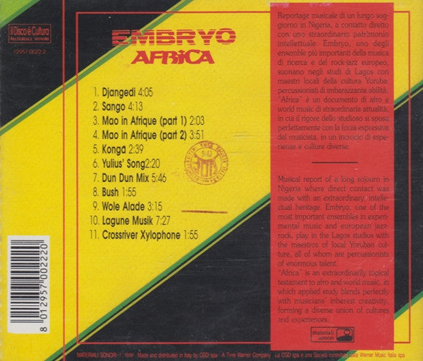Embryo (3) : Africa (CD, Album, RM)