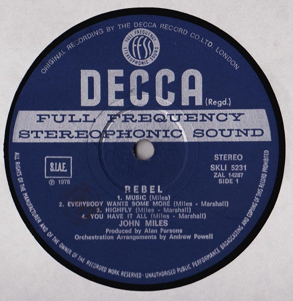 John Miles : Rebel (LP, Album)