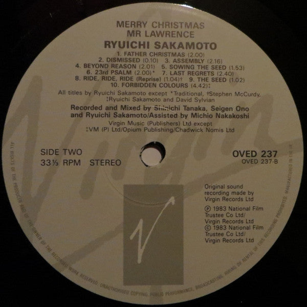 Ryuichi Sakamoto : Merry Christmas Mr. Lawrence (LP, Album)