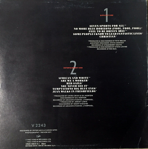 China Crisis : Difficult Shapes & Passive Rhythms - Some People Think It's Fun To Entertain (LP, Album)